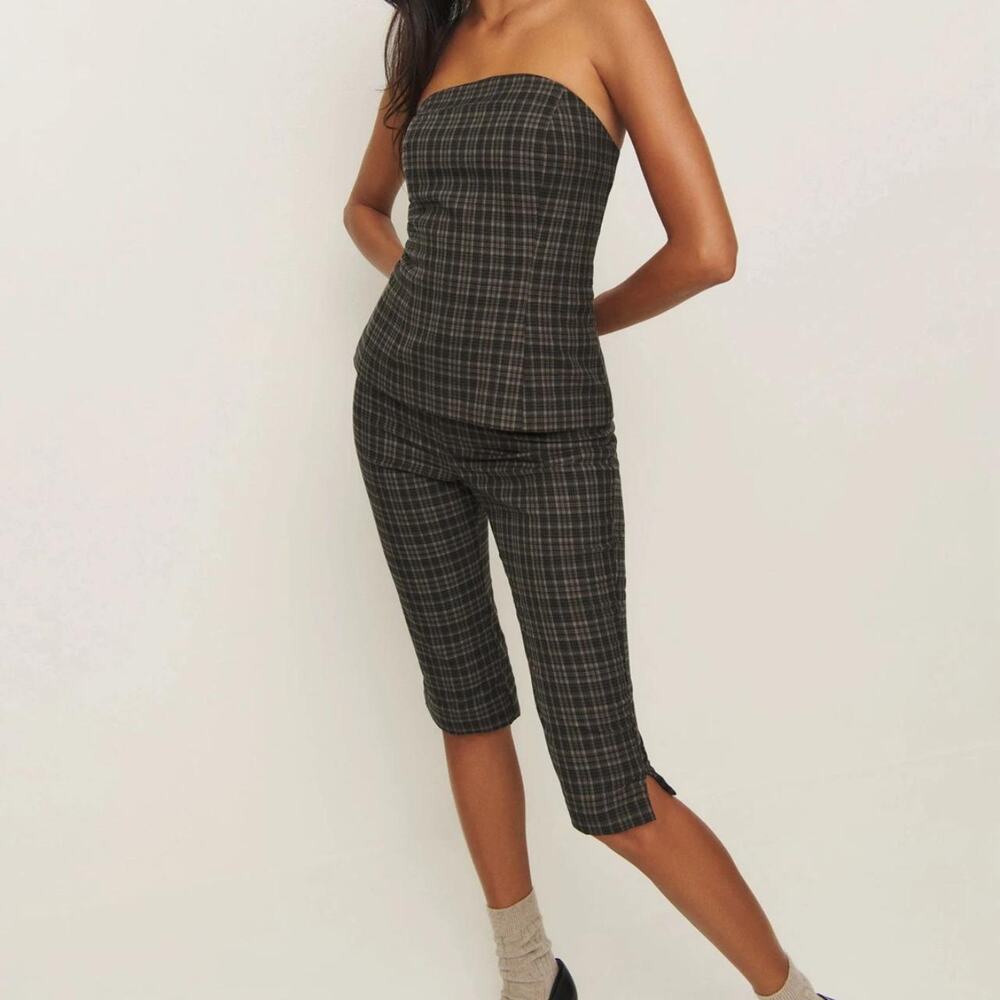 Reformation black gray plaid set